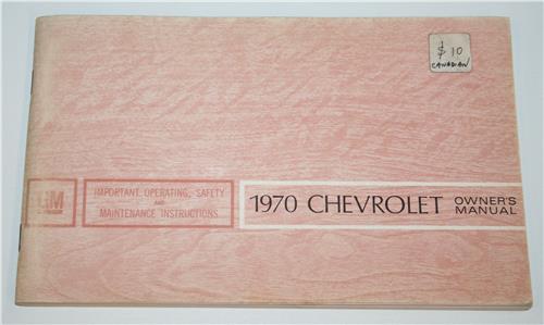 1970 CHEVROLET NEW VEHICLE OWNERS GUIDE 20346