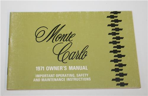 1971 MONTE CARLOS NEW VEHICLE OWNERS GUIDE 20363