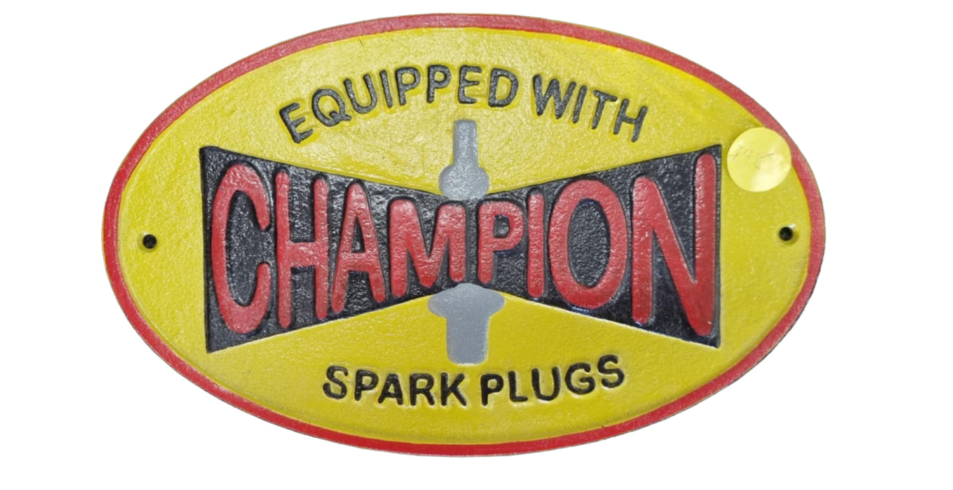 Cast iron sign Champion Spark plugs