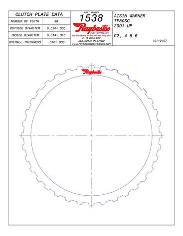Steel Plates Raybestos Powertrain 511538