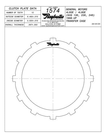 Steel Plates Raybestos Powertrain 511574
