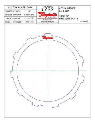 Steel Plates Raybestos Powertrain 511722