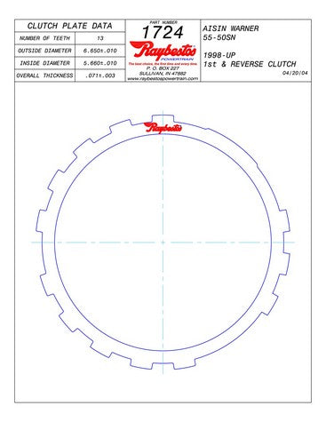 Steel Plates Raybestos Powertrain 511724