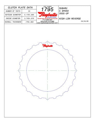Steel Plates Raybestos Powertrain 511795