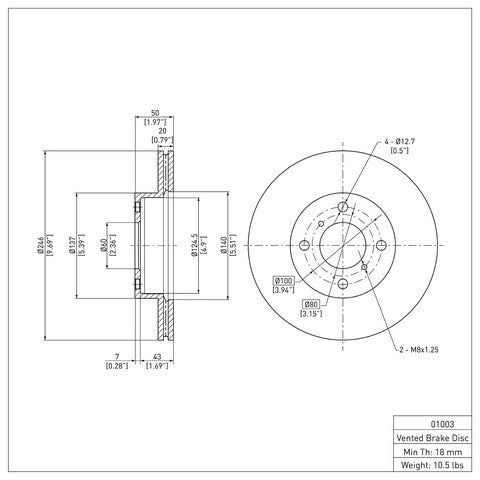 Disc Brake Rotor Dynamic Friction 600-01003