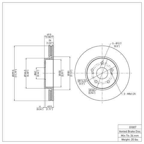 Disc Brake Rotor Dynamic Friction 600-01007