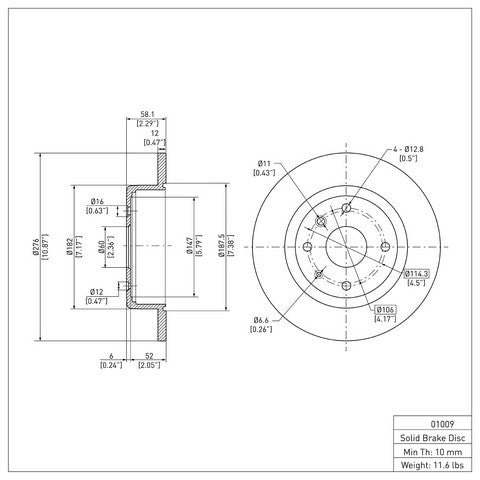 Disc Brake Rotor Dynamic Friction 600-01009
