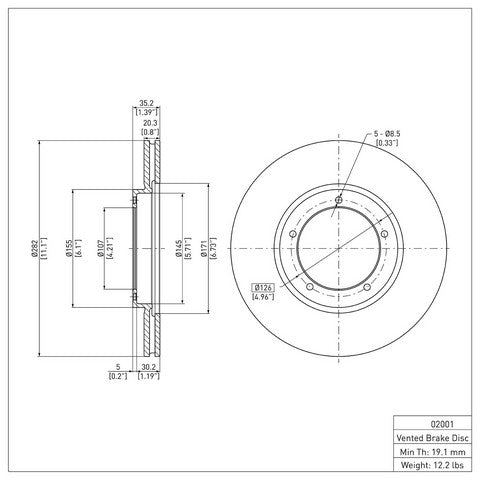 Disc Brake Rotor Dynamic Friction 600-02001