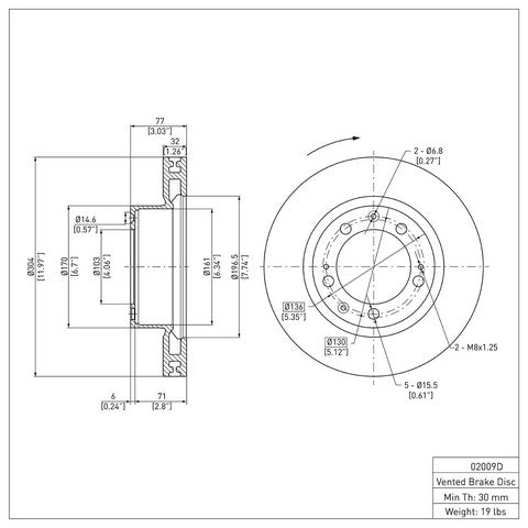 Disc Brake Rotor Dynamic Friction 600-02009D