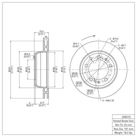Disc Brake Rotor Dynamic Friction 600-02031D