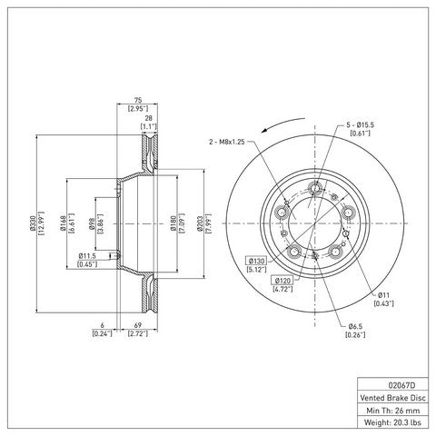 Disc Brake Rotor Dynamic Friction 600-02067D