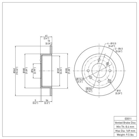 Disc Brake Rotor Dynamic Friction 600-03011