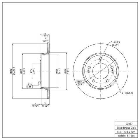 Disc Brake Rotor Dynamic Friction 600-03037
