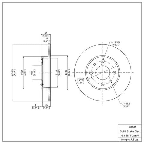 Disc Brake Rotor Dynamic Friction 600-07001