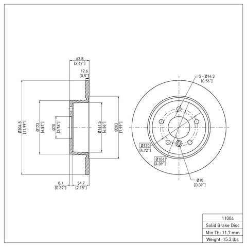 Disc Brake Rotor Dynamic Friction 600-11004