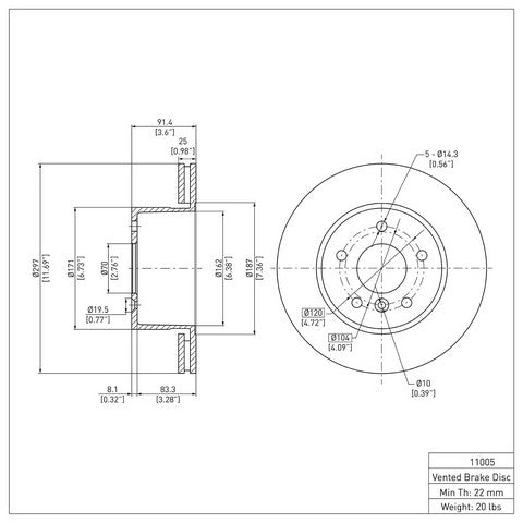 Disc Brake Rotor Dynamic Friction 600-11005