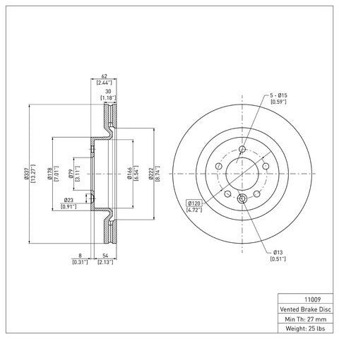 Disc Brake Rotor Dynamic Friction 600-11009