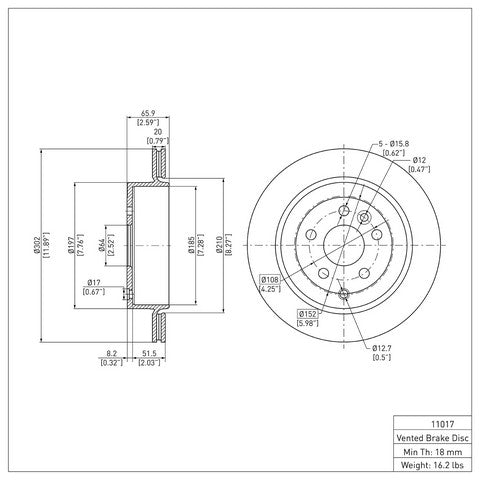 Disc Brake Rotor Dynamic Friction 600-11017