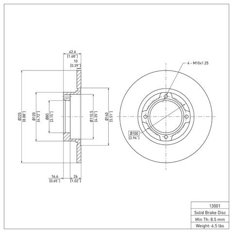 Disc Brake Rotor Dynamic Friction 600-13001