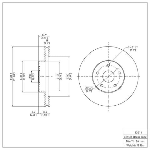 Disc Brake Rotor Dynamic Friction 600-13011