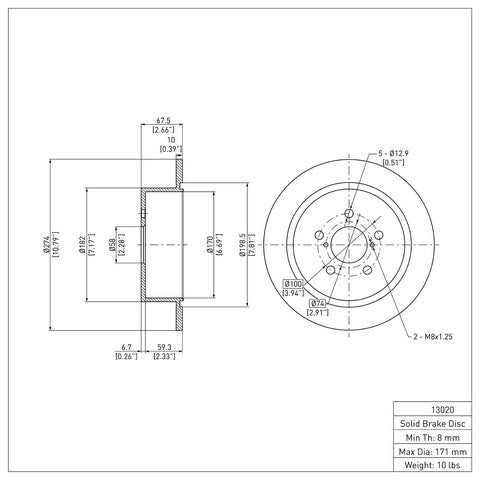 Disc Brake Rotor Dynamic Friction 600-13020