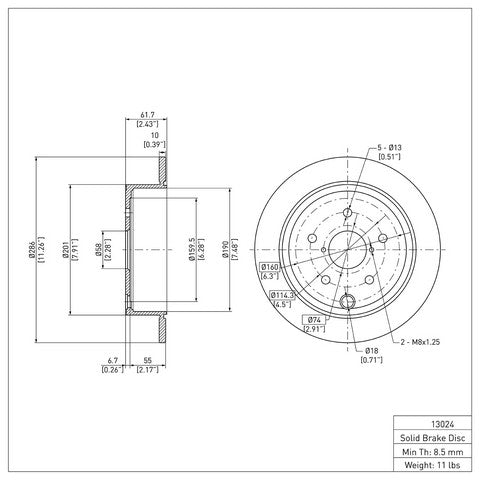 Disc Brake Rotor Dynamic Friction 600-13024