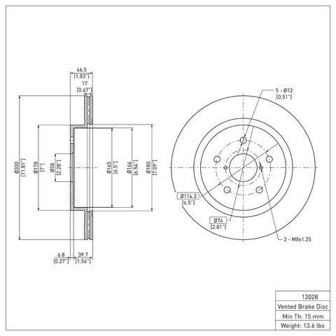 Disc Brake Rotor Dynamic Friction 600-13028