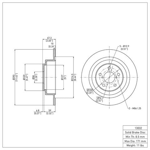 Disc Brake Rotor Dynamic Friction 600-13032