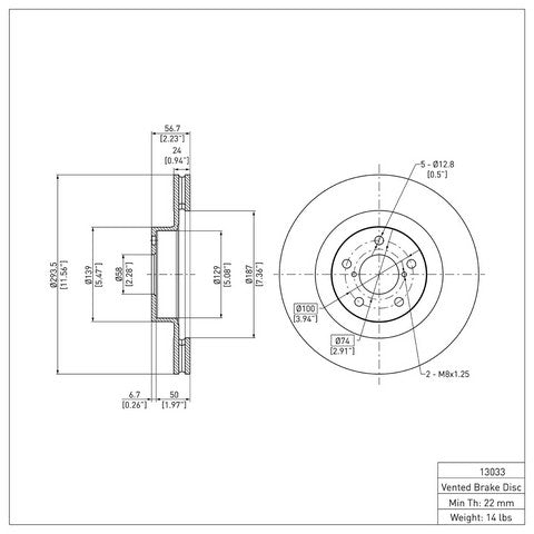 Disc Brake Rotor Dynamic Friction 600-13033