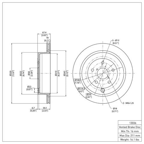 Disc Brake Rotor Dynamic Friction 600-13036