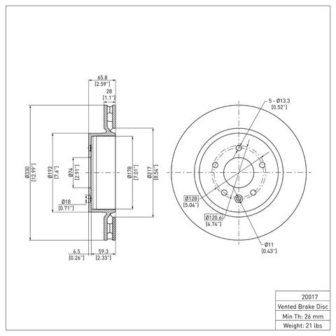 Disc Brake Rotor Dynamic Friction 600-20017