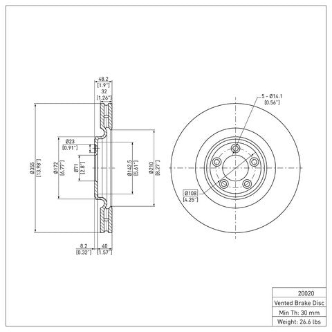Disc Brake Rotor Dynamic Friction 600-20020