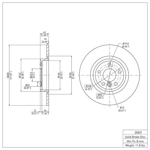 Disc Brake Rotor Dynamic Friction 600-20037