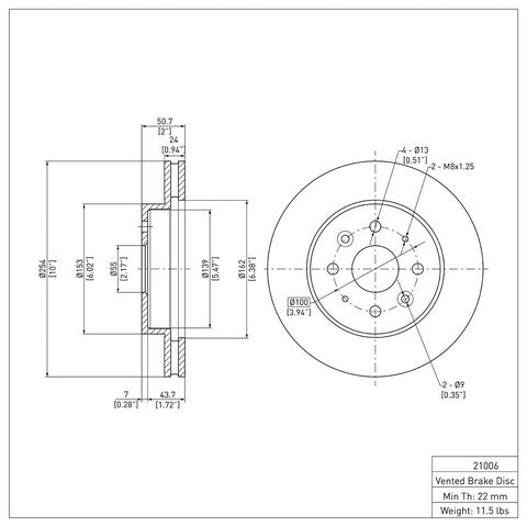 Disc Brake Rotor Dynamic Friction 600-21006