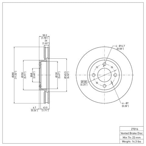 Disc Brake Rotor Dynamic Friction 600-27016
