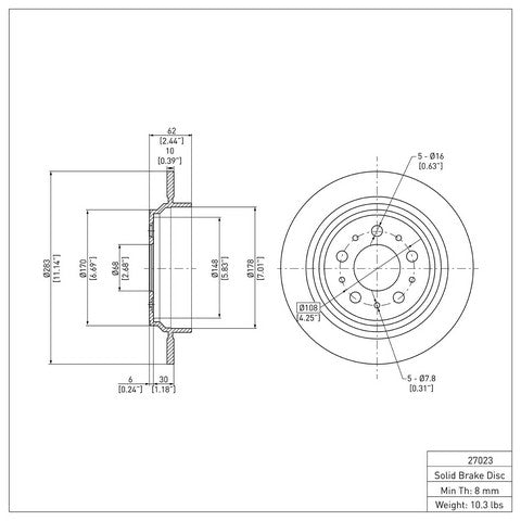 Disc Brake Rotor Dynamic Friction 600-27023