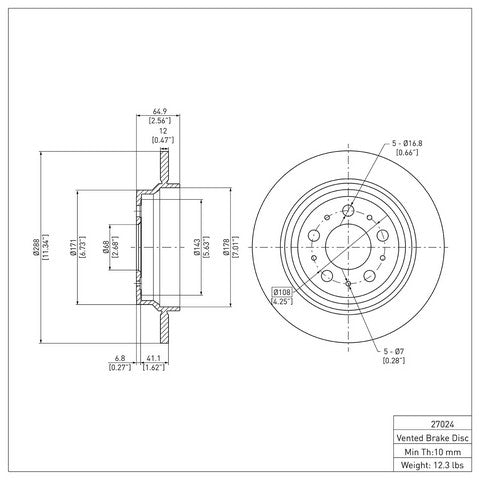 Disc Brake Rotor Dynamic Friction 600-27024