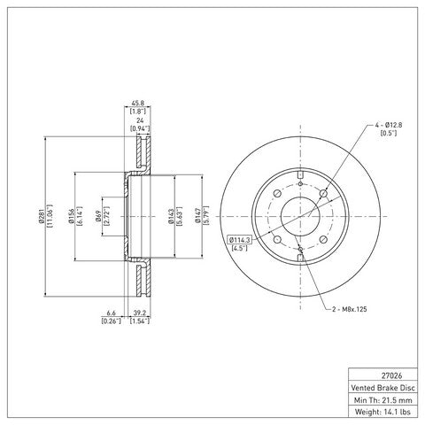 Disc Brake Rotor Dynamic Friction 600-27026