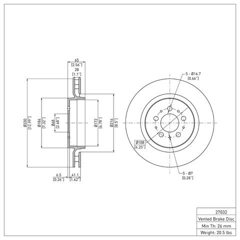Disc Brake Rotor Dynamic Friction 600-27032