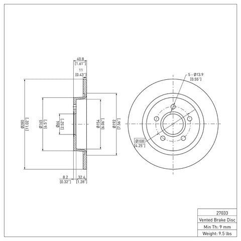 Disc Brake Rotor Dynamic Friction 600-27033