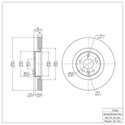 Disc Brake Rotor Dynamic Friction 600-27036