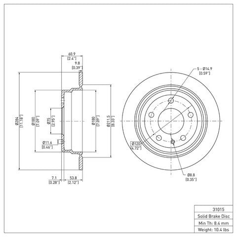 Disc Brake Rotor Dynamic Friction 600-31015
