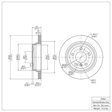 Disc Brake Rotor Dynamic Friction 600-31044