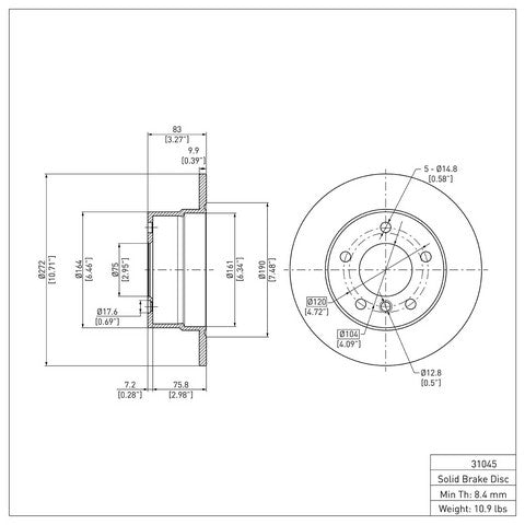 Disc Brake Rotor Dynamic Friction 600-31045