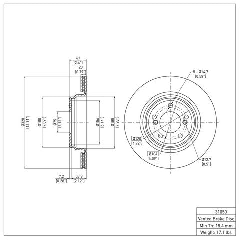 Disc Brake Rotor Dynamic Friction 600-31050