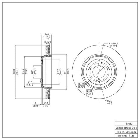 Disc Brake Rotor Dynamic Friction 600-31053