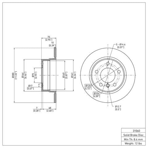 Disc Brake Rotor Dynamic Friction 600-31060