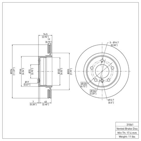 Disc Brake Rotor Dynamic Friction 600-31061