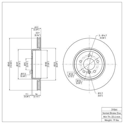 Disc Brake Rotor Dynamic Friction 600-31064