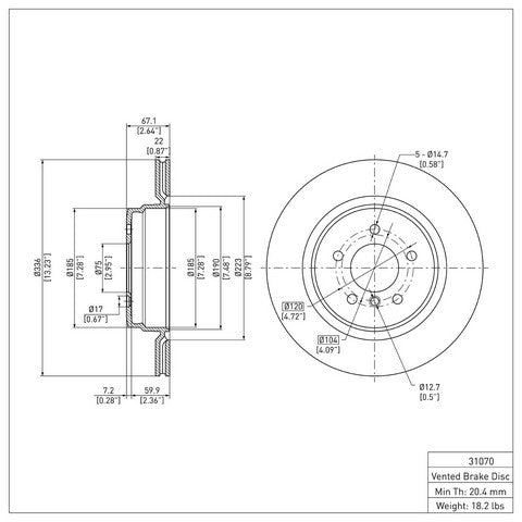 Disc Brake Rotor Dynamic Friction 600-31070